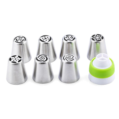 Russian Mounted Mouth Set Stainless Steel Kitchen Baking Supplies Set Cake Decoration Tools Nozzles Pastry Bag Set